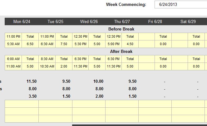 Work Timesheet