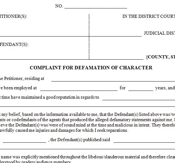 Defamation Of Character Letter Template from templatehaven.com