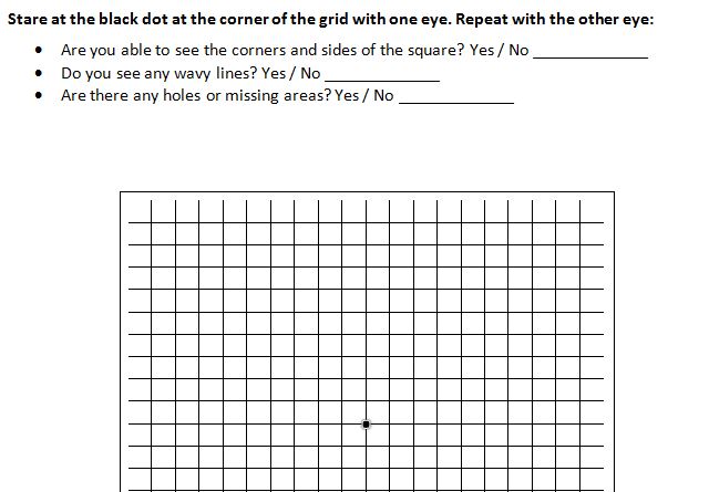 AMSLER Grid Eye Test