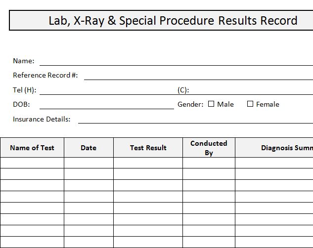 Lab X-Ray and Special Procedure Results