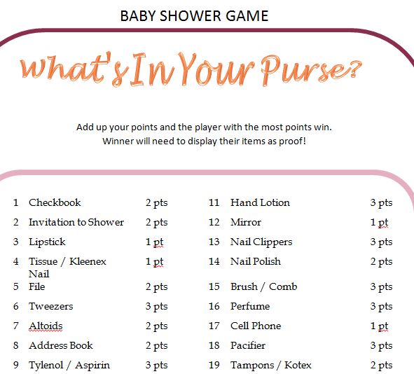 Baby Shower Game Template