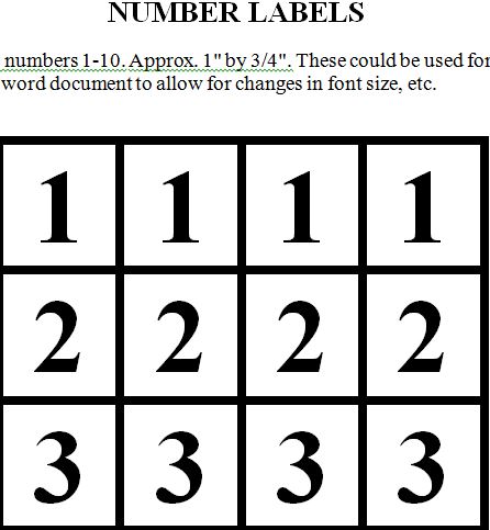 Number Labels 1-10 Template