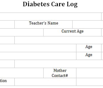 Diabetes Care Log for School