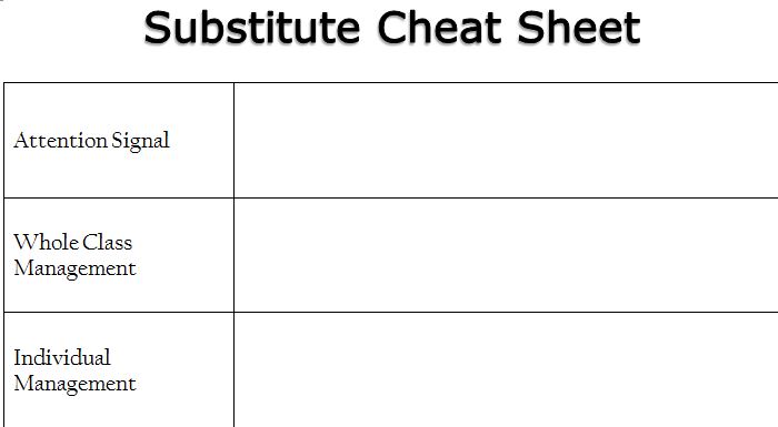 Substitute Cheat Sheet