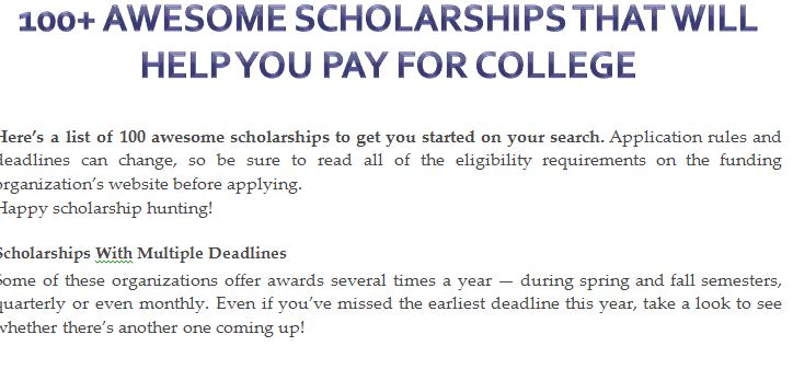 100+ Awesome Scholarships That Will Help You Pay for College