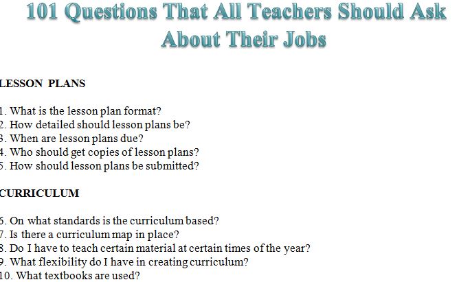 101 Questions That All Teachers Should Ask