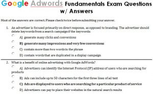 Google AdWords Fundamentals Test with Answers