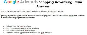Google AdWords Shopping Advertising Exam Answers