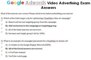 Google AdWords Video Advertising Exam Answers