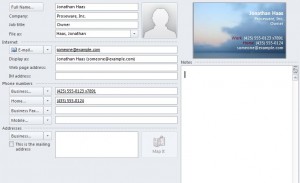 Outlook Business Card Template screenshot