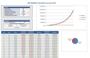 Screenshot of the Retirement Savings Calculator.