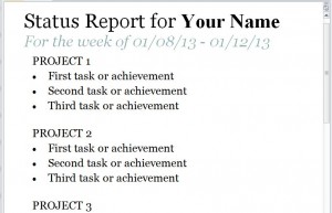 Status Report Template screenshot