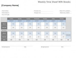 Screenshot of the Timesheet Excel Template