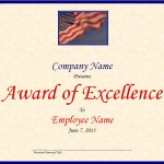 Screenshot of the Excellence Award Template