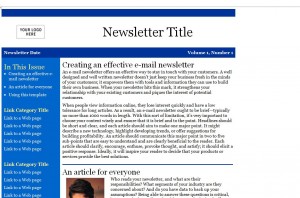 Screenshot of the Newsletter Email Template