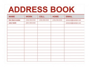 Screenshot of the Address Book Template