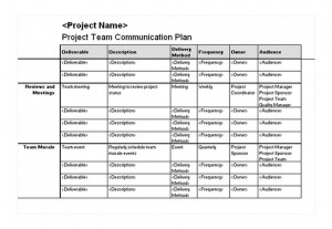 Project Team Communication Plan Free