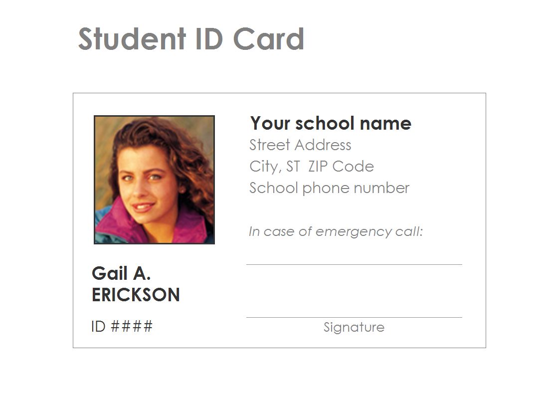 Student Information Card Template