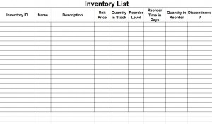 Free Inventory List