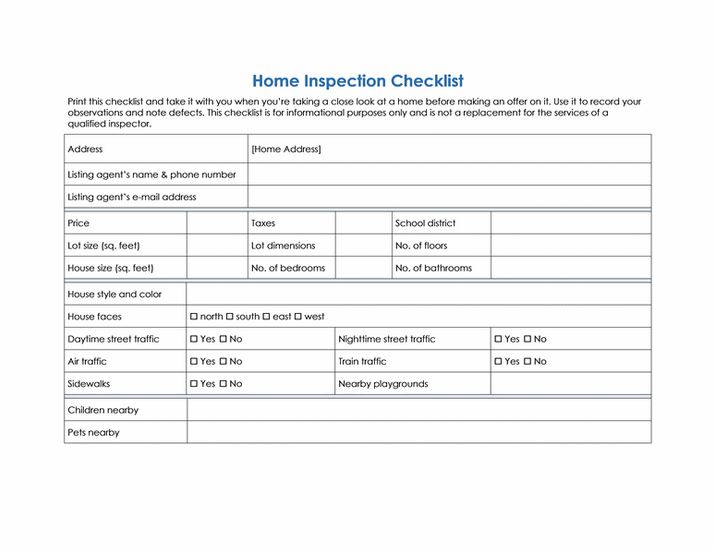 House Inspection Checklist | Housing Inspection Checklist » Template Haven