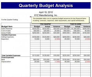 Microsoft Quarterly Budget Analysis Template