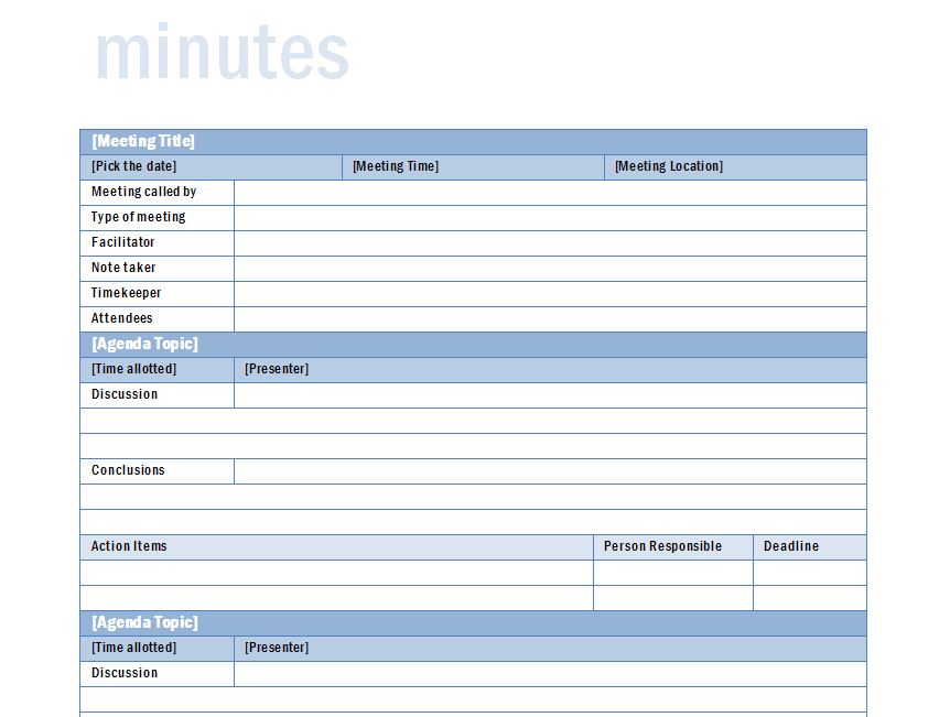 Meeting Minutes Template | Meeting Minutes » Template Haven