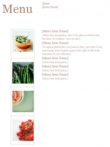 Event Menu Template » Template Haven